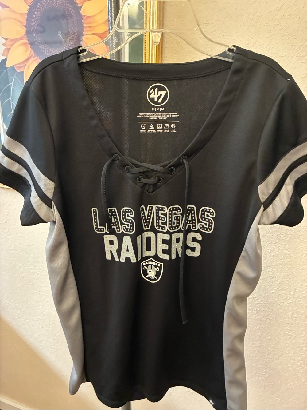 Las Vegas Raiders Lace-Up V-Neck Tee